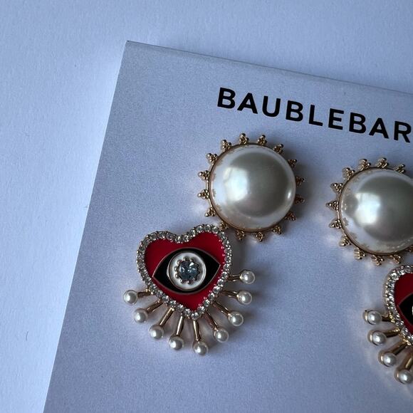 Baublebar Pearl Crystal and Evil Eye Heart Earring Set - Picture 2 of 4